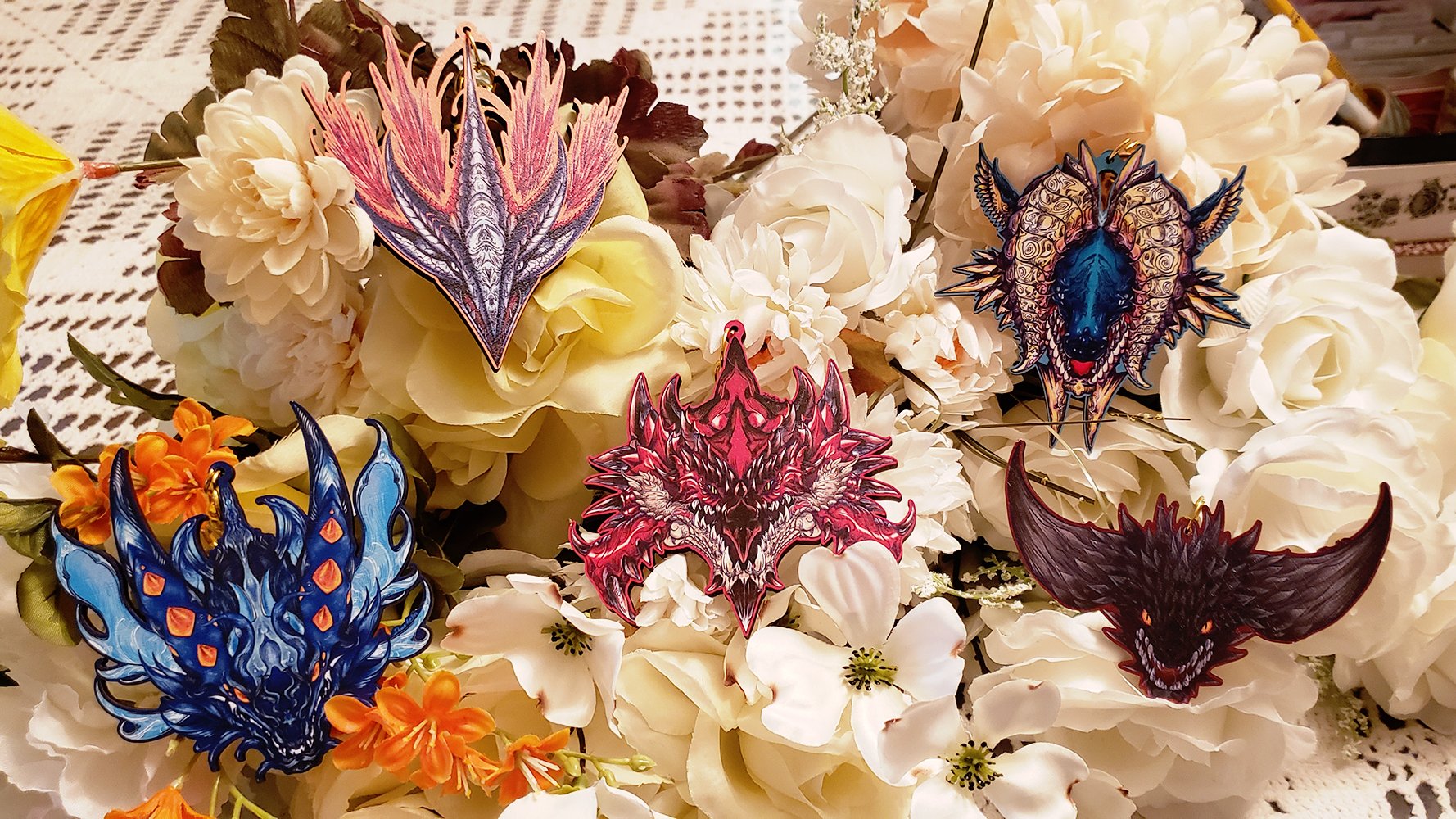 Monster Hunter Wooden + Frosted Acrylic Charms — Ihuatzin: Art by